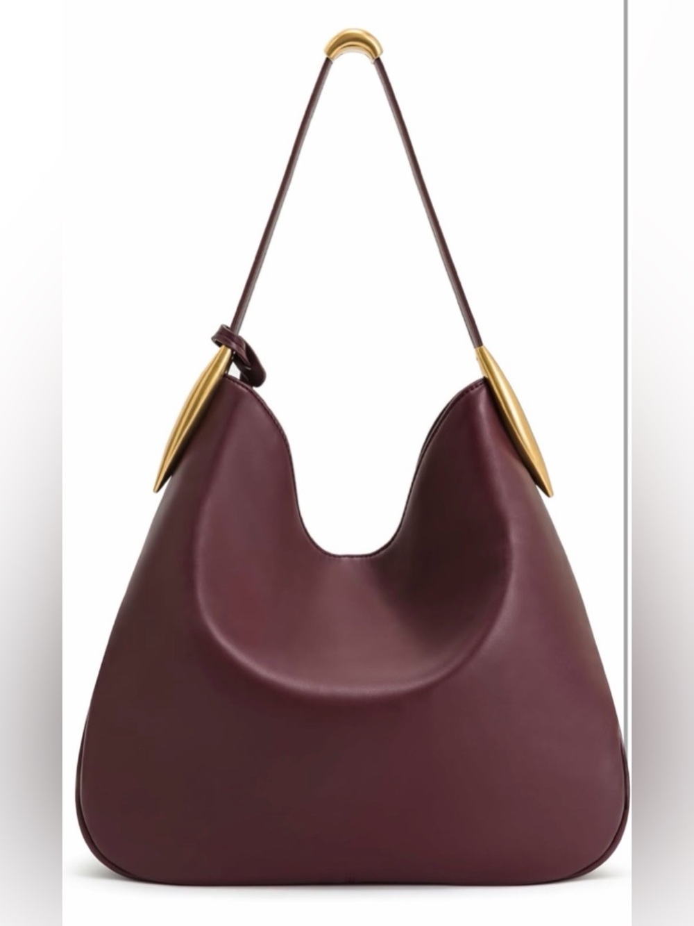 JW PEI Hobo Shoulder Bag in Deep Burgundy with Gold Accents - Picture 3 of 8